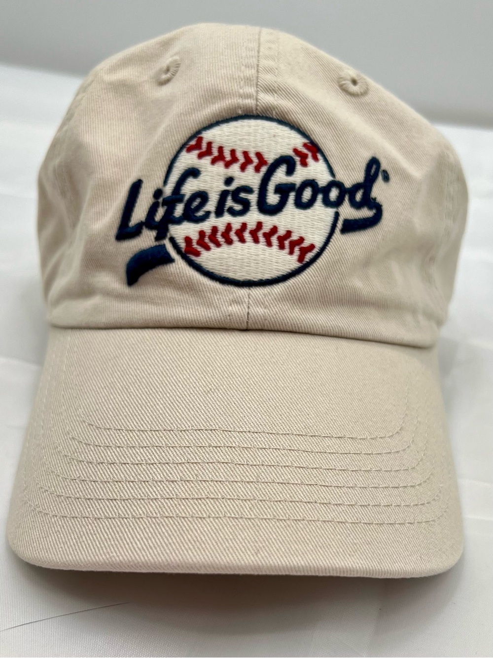 123 Life is Good "Ballyard Script" baseball-themed Chill Cap.